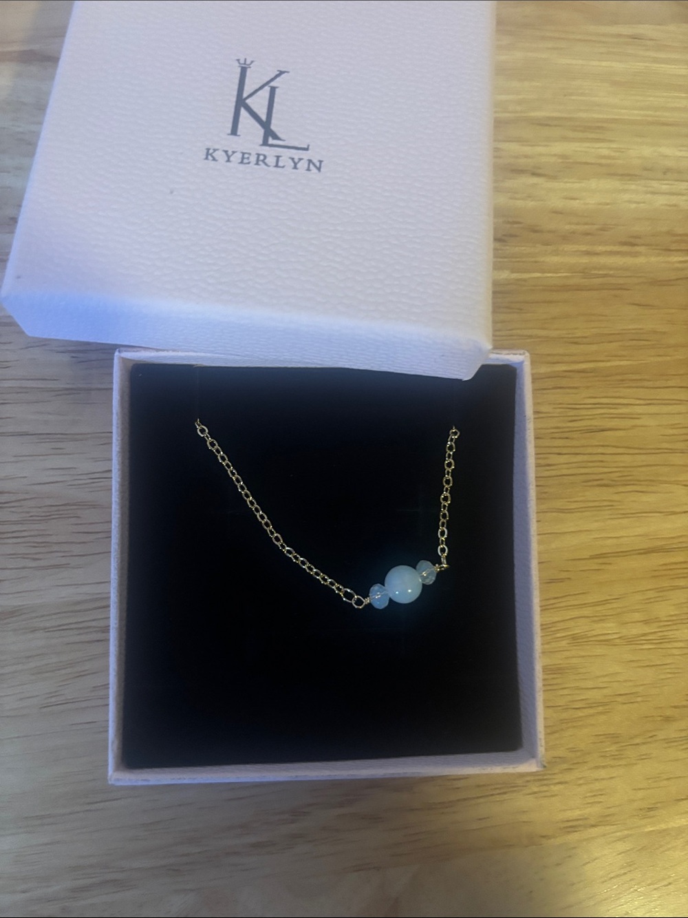 Kyerlyn Dainty Gold Anklet with Opalite Beads NIB Gift Boxed Minimalist